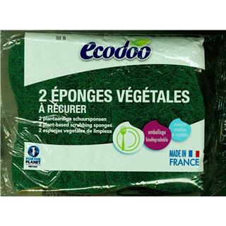 Esponjas vegetais com esfregão verde